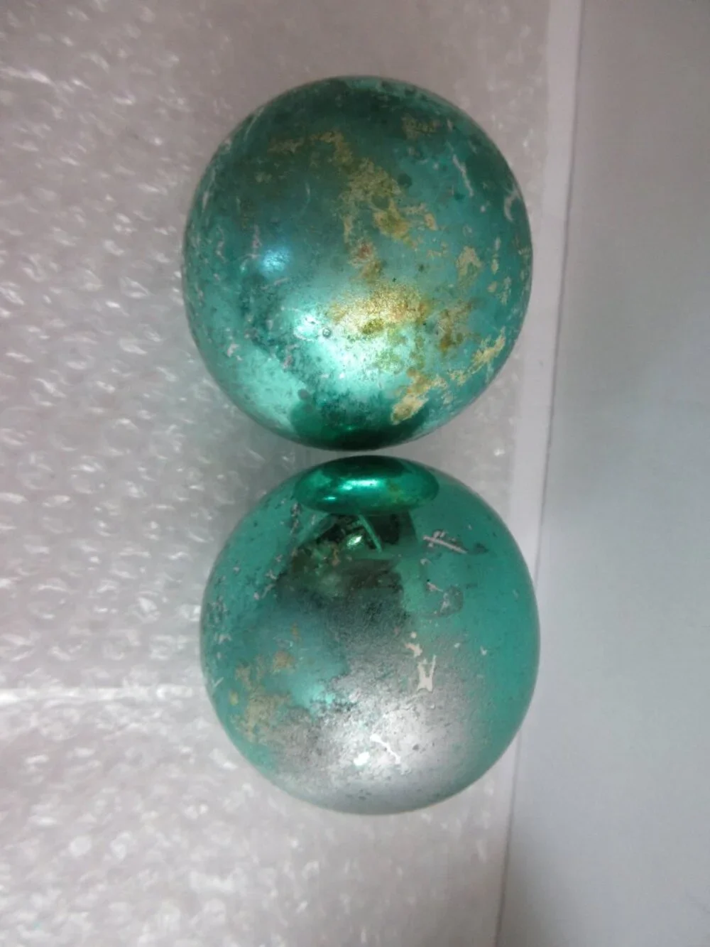 Blue Aqua Glass Christmas Ornaments Lot of 8 Vintage Poland, Shiny Brite, Japan